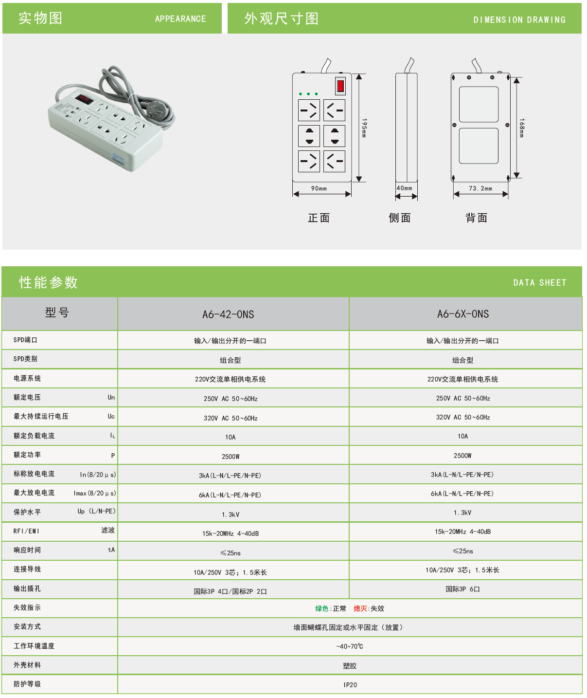 A6-42-0NS雷迅電源防雷插座：全方位防護，守護您