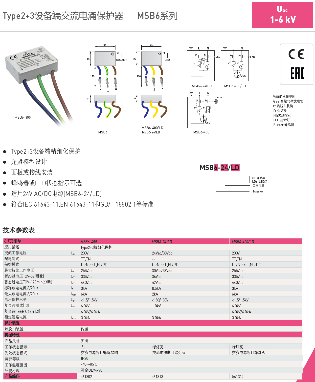 MSB6-24/LD CITEL西岱爾電涌保護(hù)器：高效防護(hù)，守
