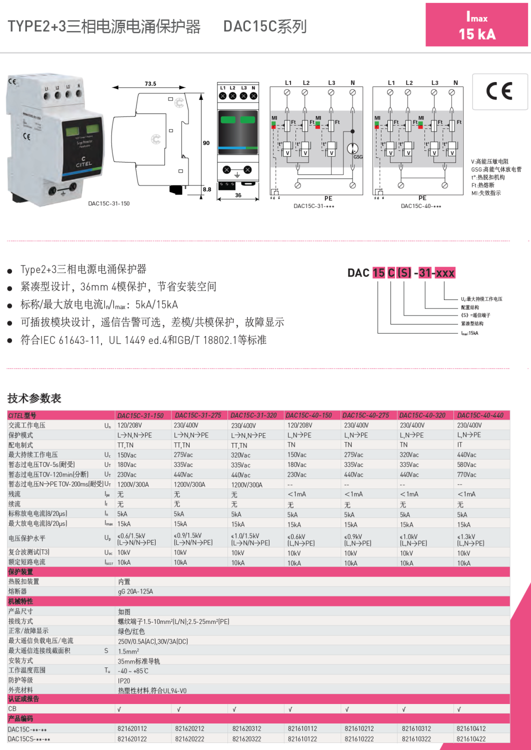 DAC15CS-31-320 CITEL西岱爾電涌保護(hù)器：高效能瞬