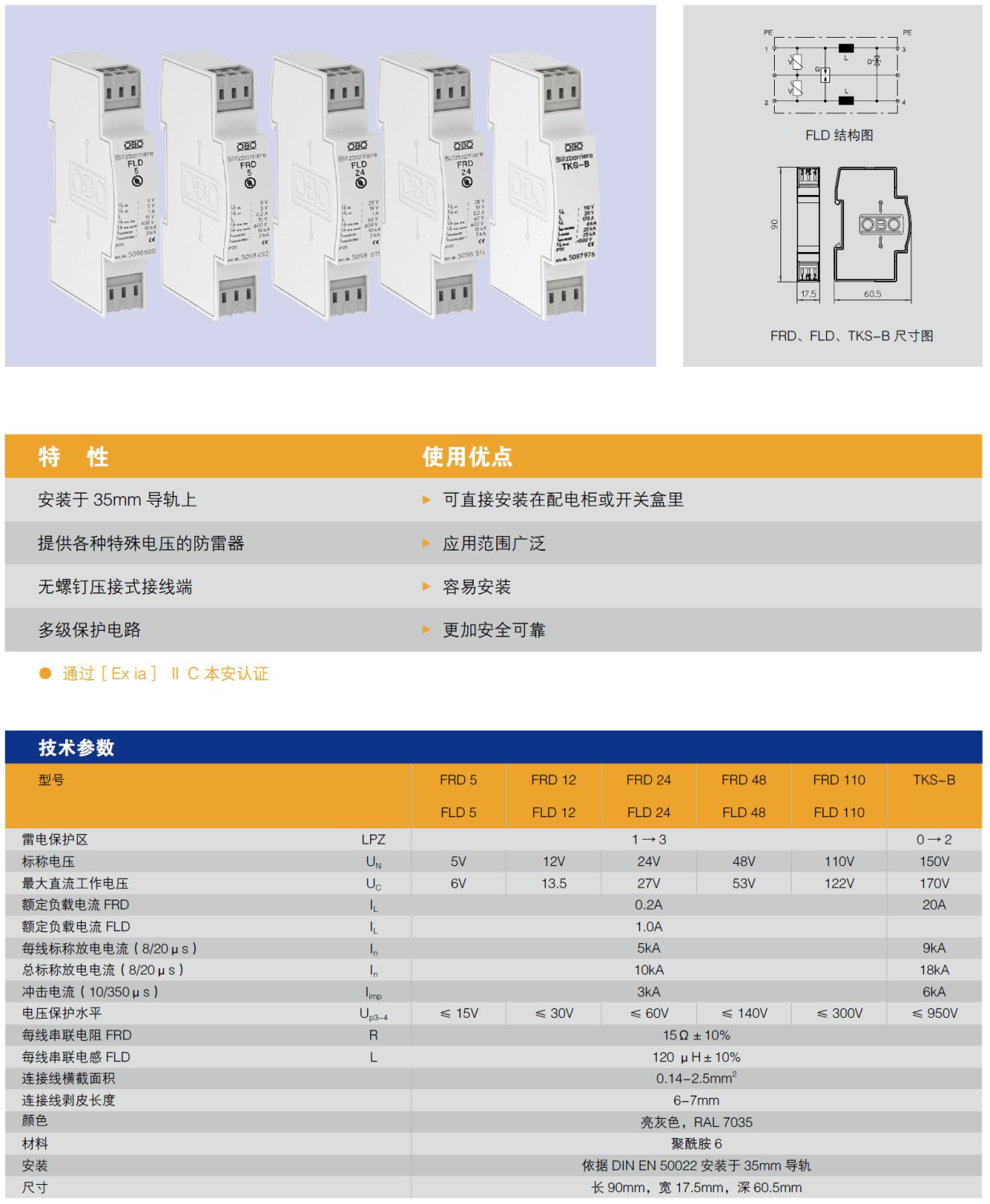 FLD 24 OBO測(cè)量與控制類(lèi)信號(hào)防雷器：工業(yè)自動(dòng)化系統(tǒng)的精細(xì)防護(hù)方案