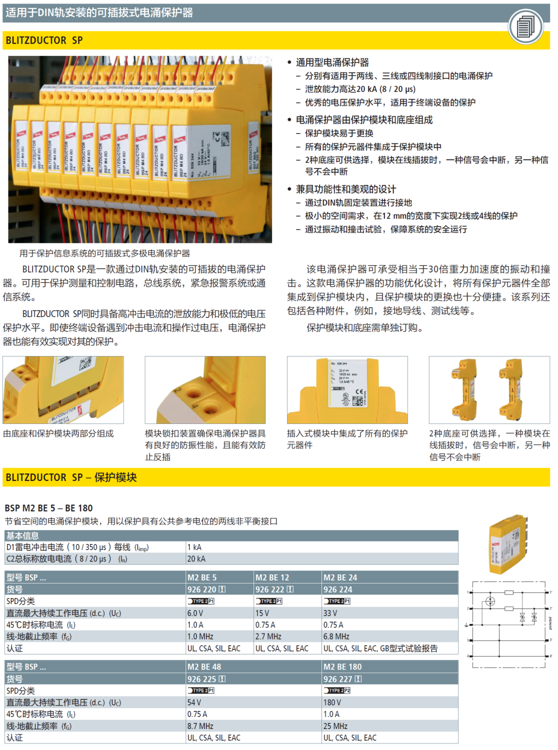 BSP M2 BE 5(926 220)，BSP M2 BE 12(926 222)，BSP M2 BE 24(926 224)，BSP M2 BE 48(926 225)，BSP M2 BE 180(926 227)
