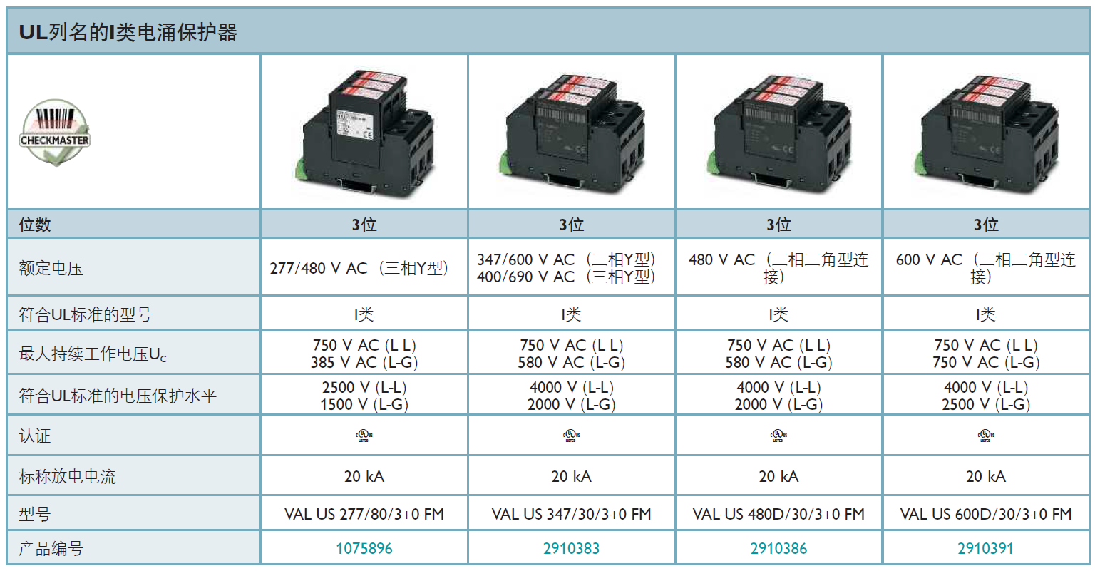 VAL-US-600D/30/3+0-FM菲尼克斯電源防雷器：工業(yè)
