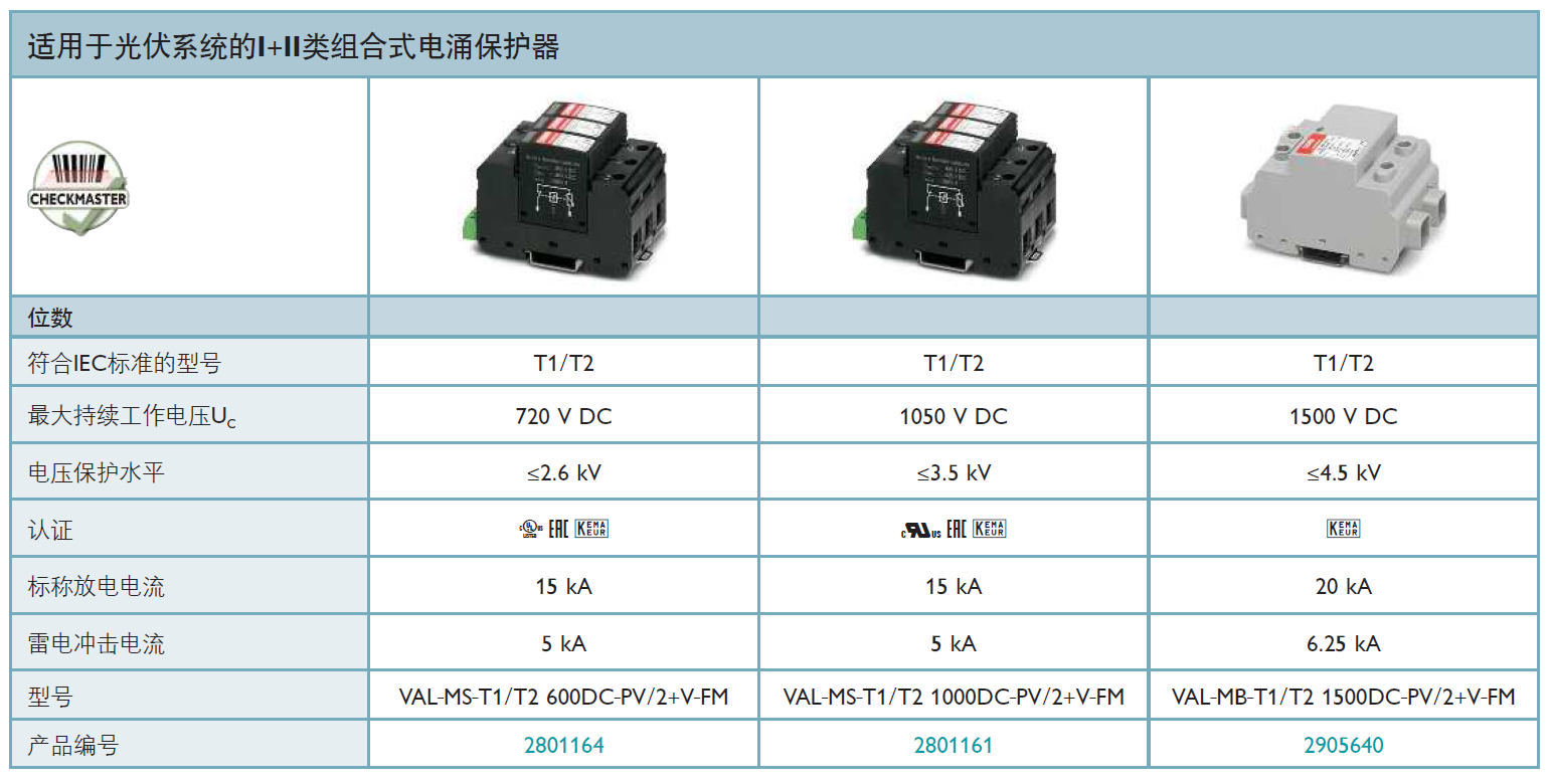 VAL-MS-T1/T2 1000DC-PV/2+V-FM菲尼克斯防雷器詳