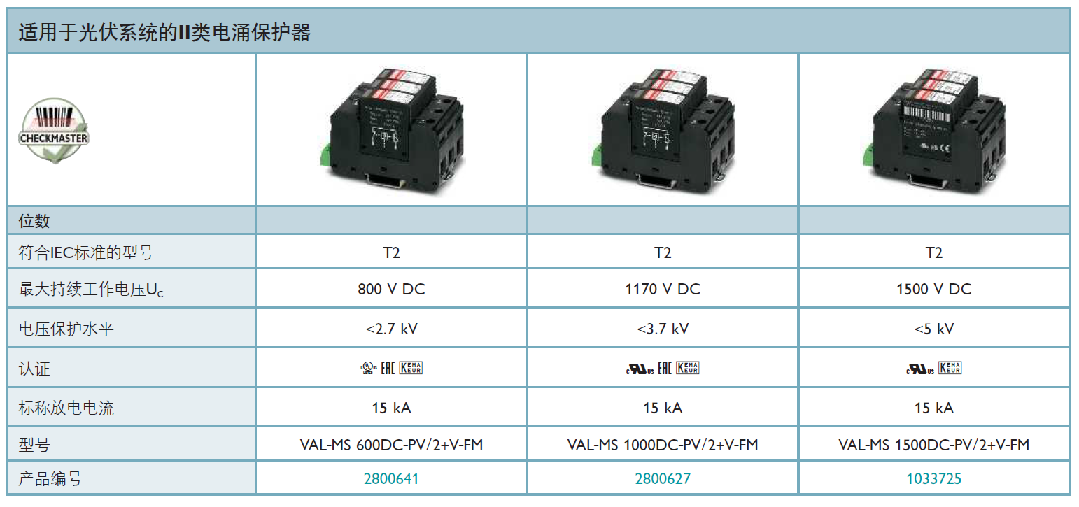 VAL-MS 1500DC-PV/2+V-FM菲尼克斯電源防雷器詳解