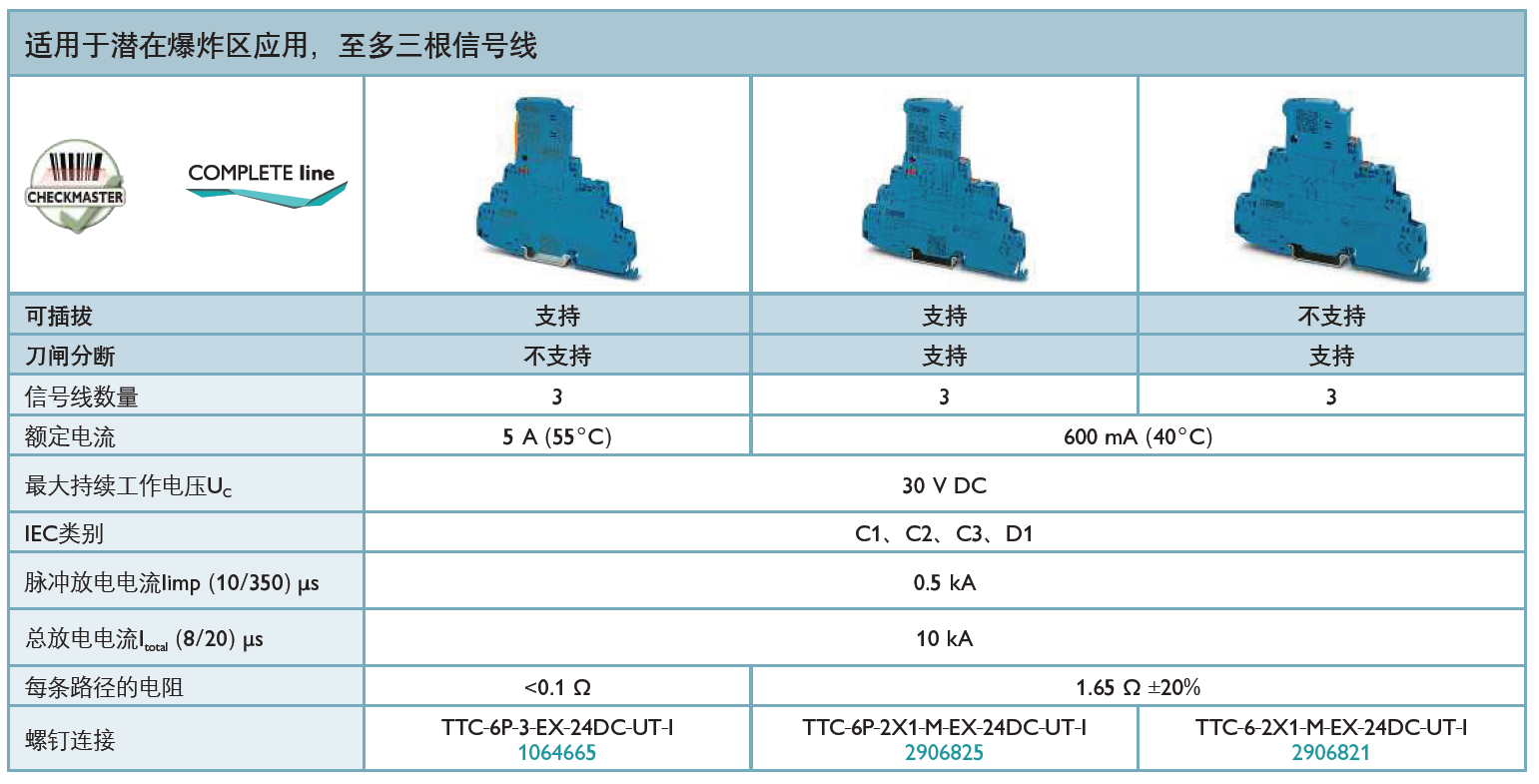 TTC-6P-2X1-M-EX-24DC-UT-I(2906825)，TTC-6P-3-EX-24DC-UT-I(1064665)，TTC-6-2X1-M-EX-24DC-UT-I(2906821)