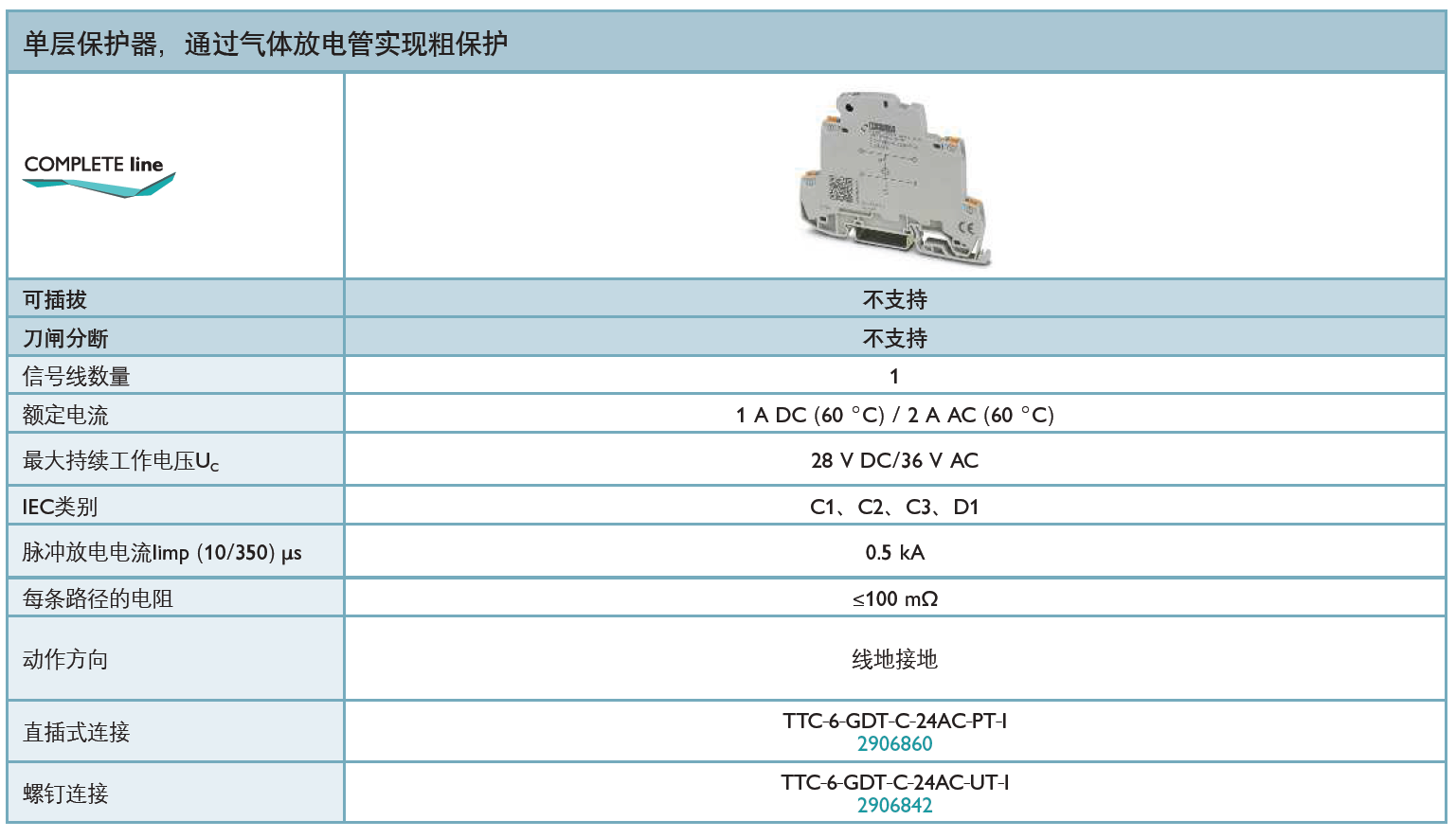 TTC-6GDT-C-24AC-PT-I菲尼克斯信號防雷器：工業(yè)測