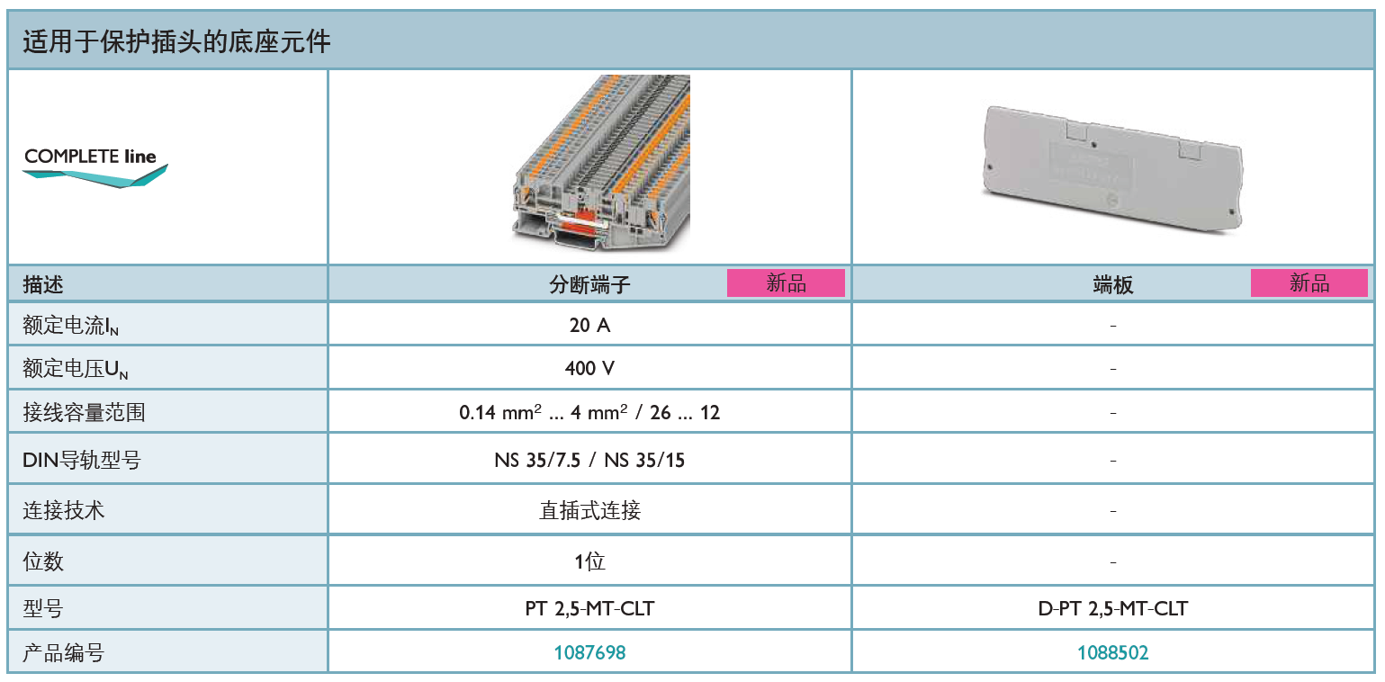 T 2,5-MT-CLT 菲尼克斯保護(hù)插頭底座：工業(yè)連接的