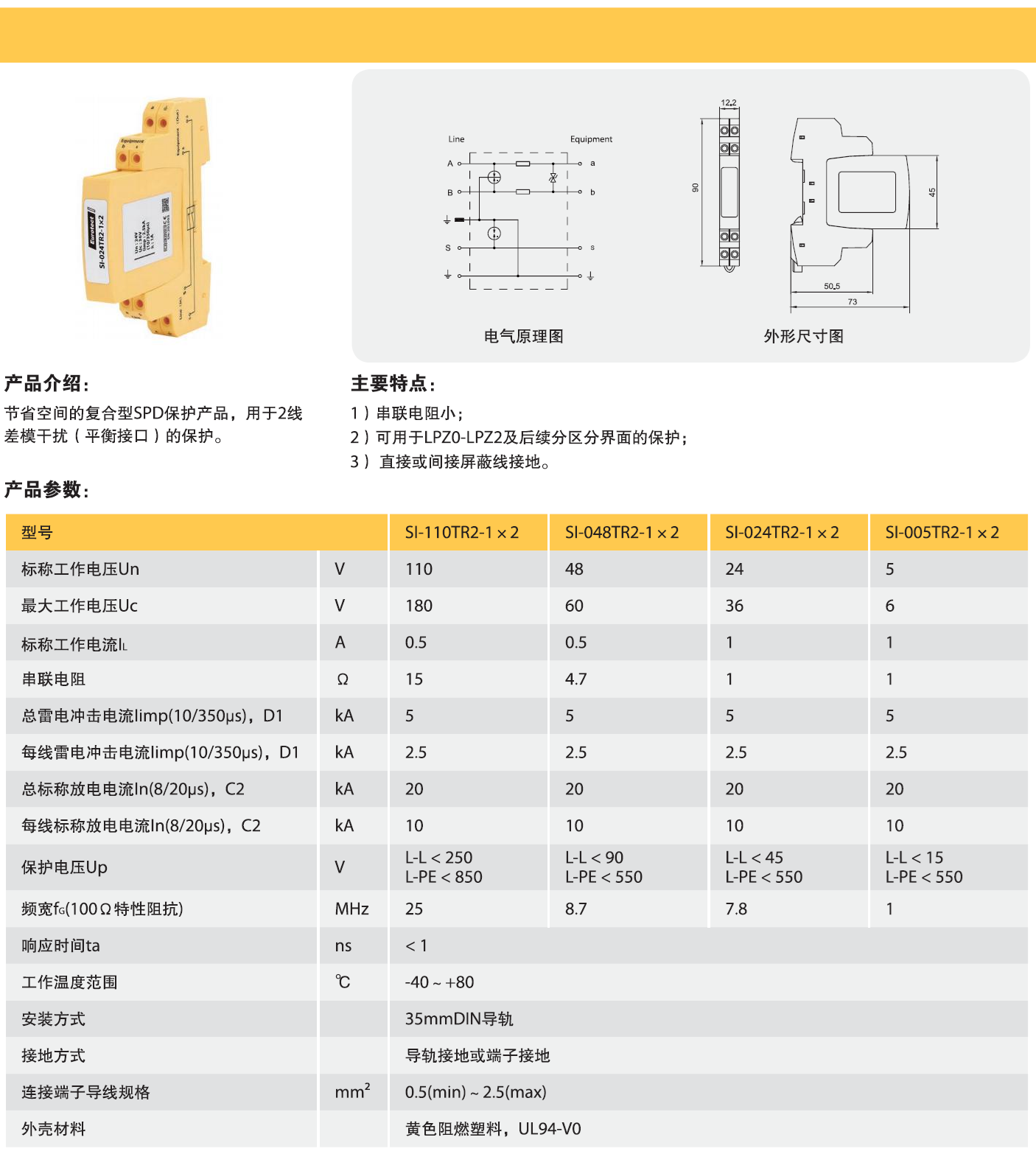 SI-024TR2-1x2歐申信號(hào)防雷器：高鐵樞紐的“安全