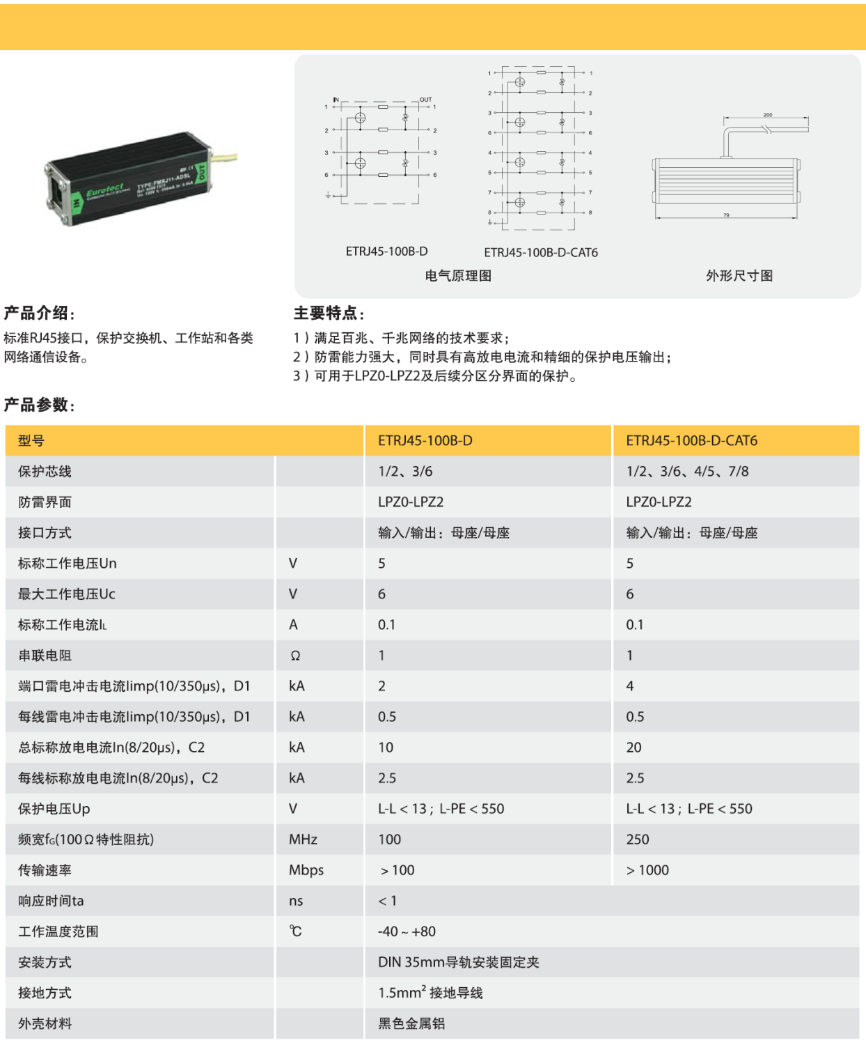 ETRJ45-100B-D，ETRJ45-100B-D-CAT6