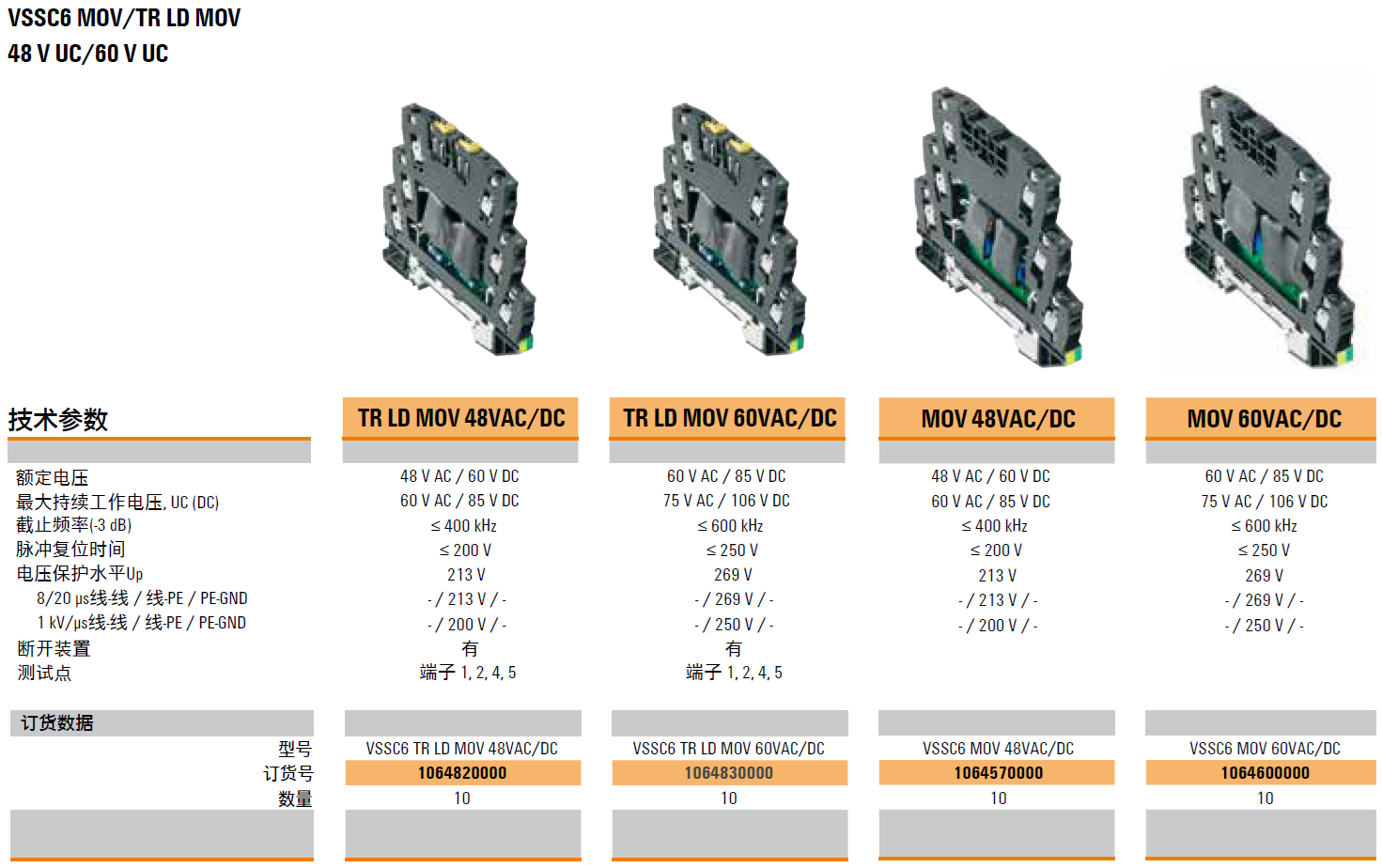 VSSC6 MOV 48VAC/DC(1064570000)，VSSC6 MOV 60VAC/DC(1064600000)，VSSC6 TR LD MOV 48VAC/DC(1064820000)，VSSC6 TR LD MOV 60VAC/DC(1064830000)